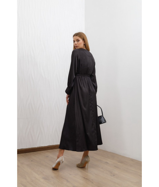 Long double-sided silk dress (black)