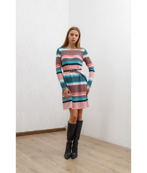 Short knitted dress in stripes