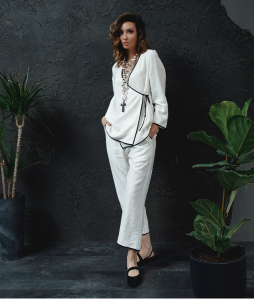 Linen pants, white