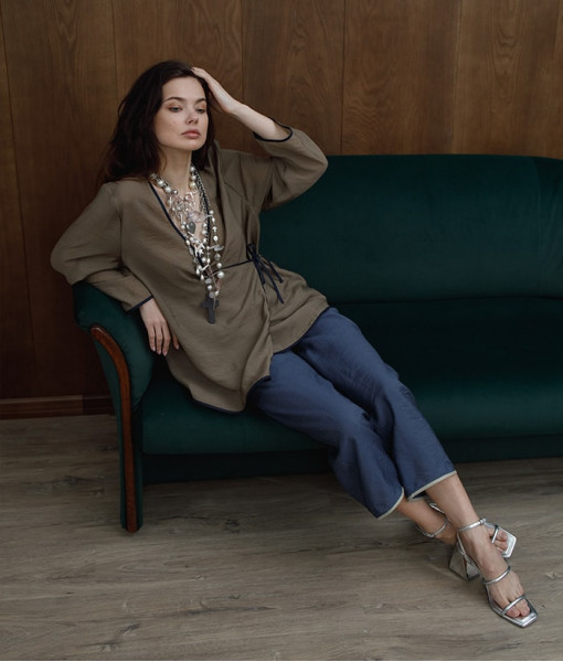 Linen pants, blue