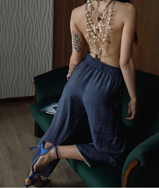 Linen pants, blue