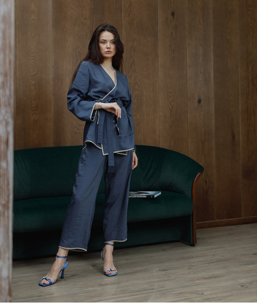 Linen pants, blue