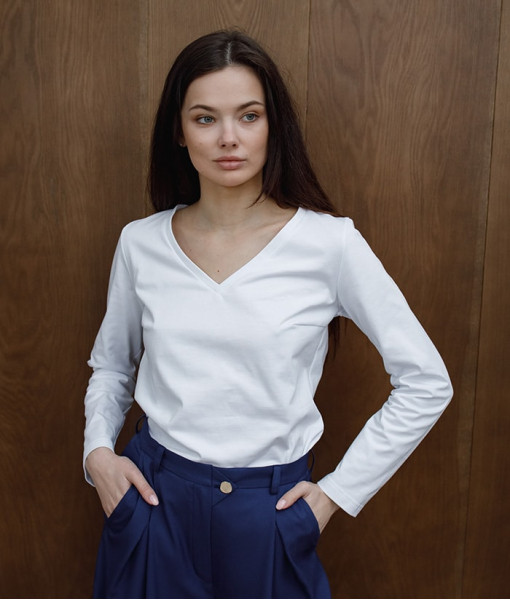 T-shirt with long sleeves, white