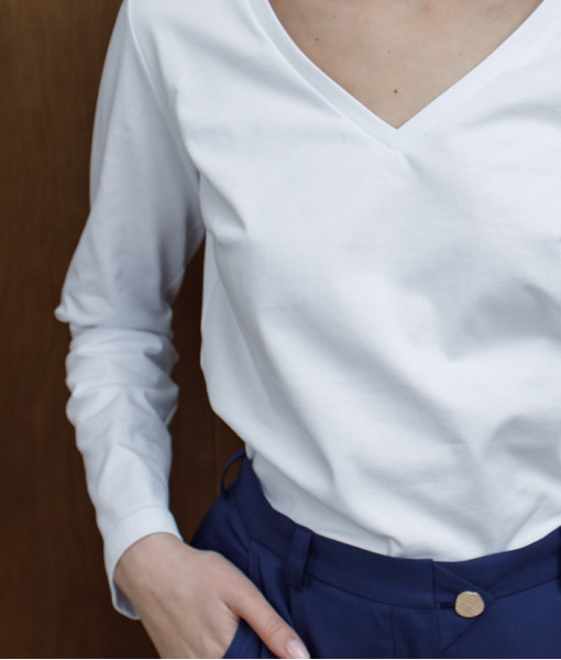 T-shirt with long sleeves, white