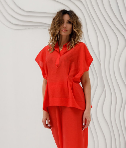 Summer blouse with snaps (red)
