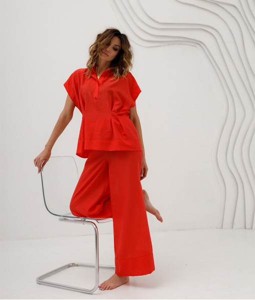 Summer blouse with snaps (red)