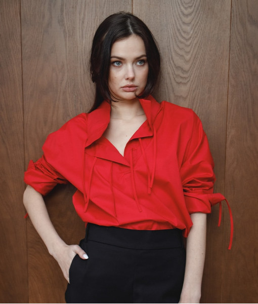 Shirt with laces, black