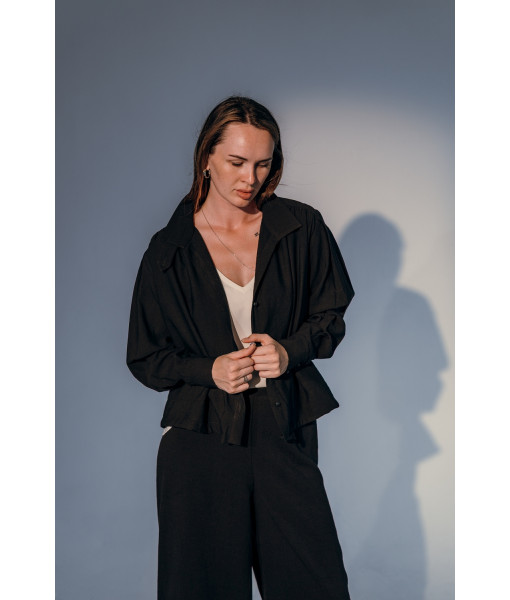 Safari linen shirt (white, black)